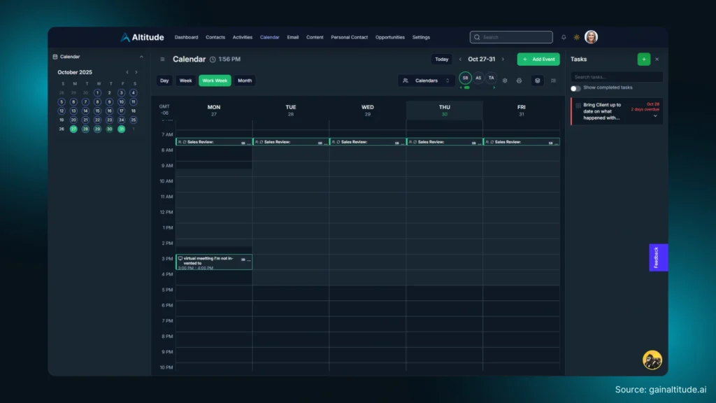 Altitude CRM - Calendar Workspace