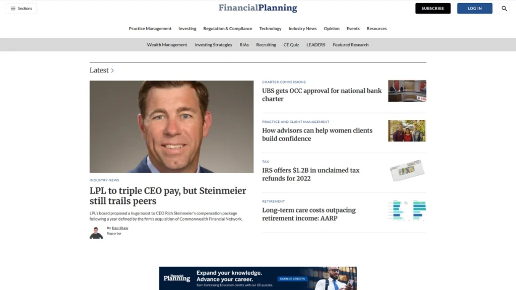 Financial Planning Website Financial Advisor News