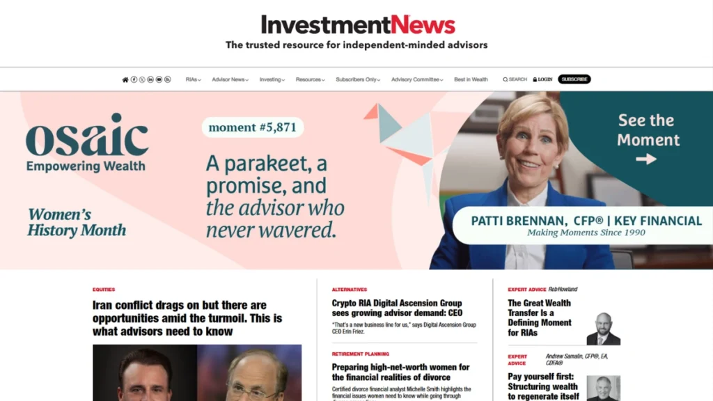 Investment News Website Financial Advisor News
