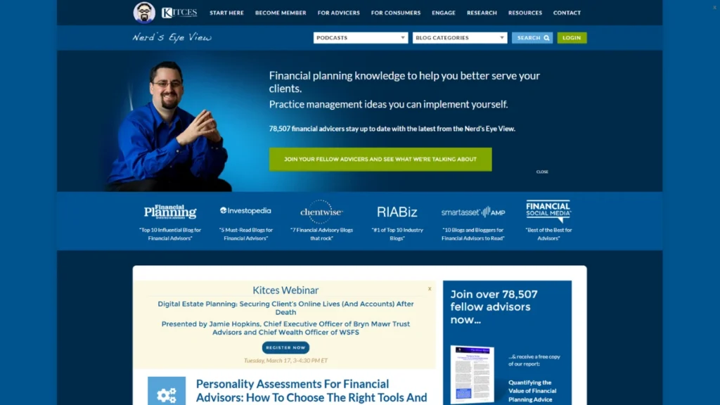 Kitces Website Financial Advisor News