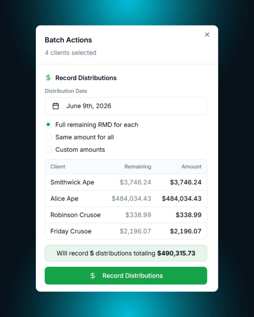 Batch RMD Actions in Altitude CRM