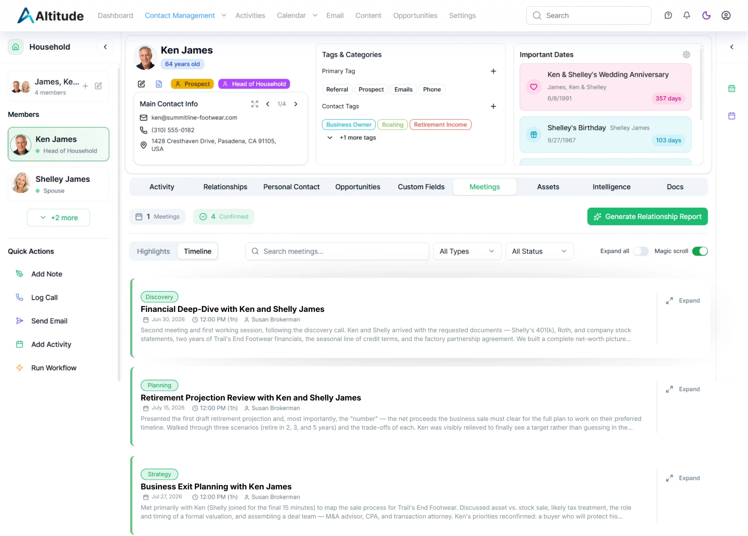 Meeting Workspace in Altitude CRM